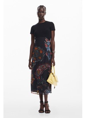 Vestido Paisley Mesh Lacroix Desigual 25SWVK32-2000 Preto