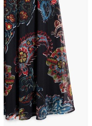 Vestido Paisley Mesh Lacroix Desigual 25SWVK32-2000 Preto