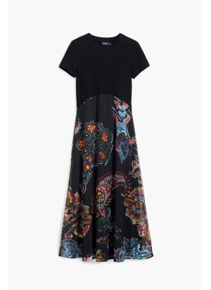 Vestido Paisley Mesh Lacroix Desigual 25SWVK32-2000 Preto