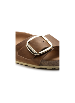 Sandálias Madrid Big Buckle Natural Leather Oiled Birkenstock 1006525 Cognac