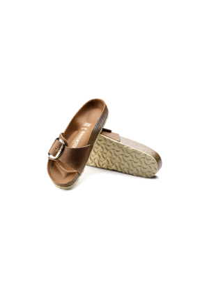 Sandálias Madrid Big Buckle Natural Leather Oiled Birkenstock 1006525 Cognac