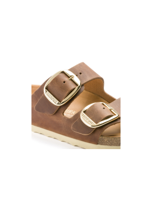 Arizona Big Buckle Natural Leather Oiled Sandals Birkenstock 1011073 Cognac