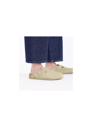 Boston Suede Leather Sandals Birkenstock 1025788 Faded Khaki