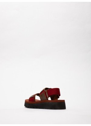 Sandália SORU277FLY Fly London P145277001 Camelo/Vermelho Escuro/Ttijolo