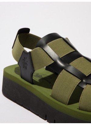 Sandália SAMB245FLY Fly London P145245001 Preto/Verde Exército/Verde Exército
