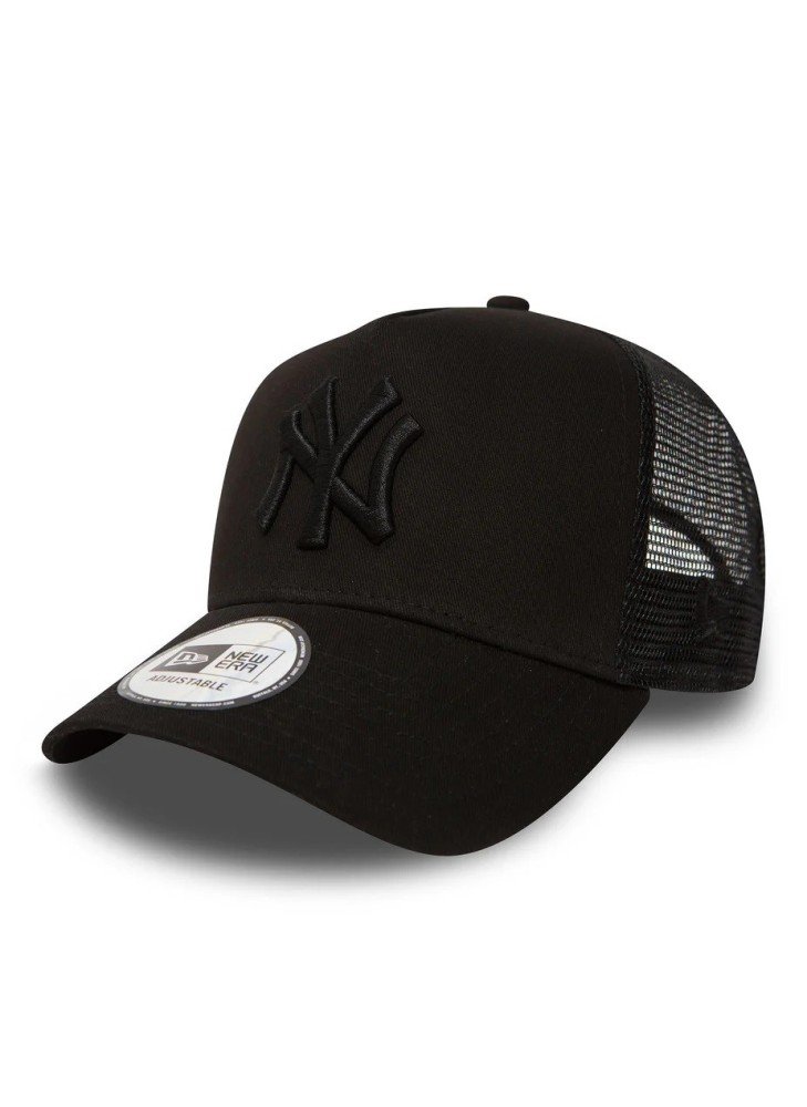 New York Yankees Clean Black On Black A-Frame Trucker Cap New Era 11579474 Black