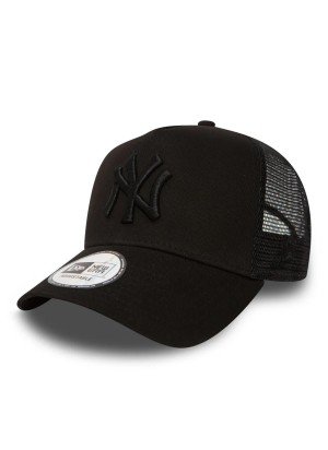New York Yankees Clean Black On Black A-Frame Trucker Cap New Era 11579474 Black