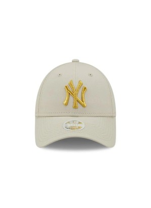 New York Yankees Womens Metallic Logo 9FORTY Adjustable Cap New Era 60222491 Cream