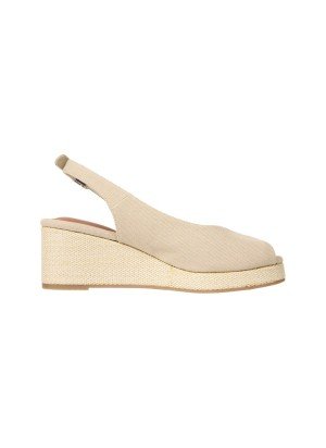 Sandália Canvas Slingback Wedge Espadrille Tommy Hilfiger FW0FW08595ACC Bege
