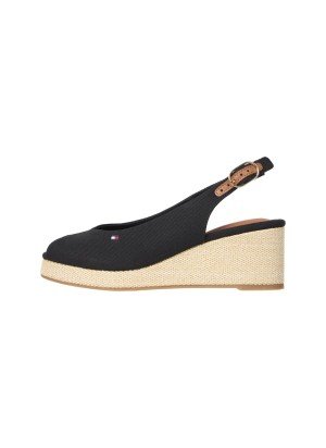 Sandália Canvas Slingback Wedge Espadrille Tommy Hilfiger FW0FW08595BDS Preto