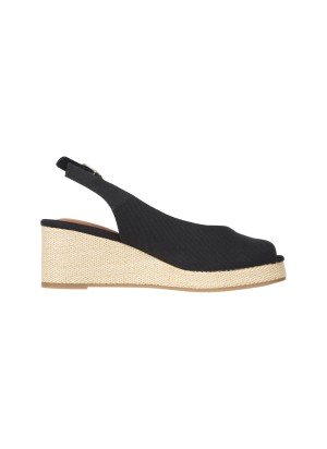 Canvas Slingback Wedge Espadrille Sandals Tommy Hilfiger FW0FW08595BDS Black