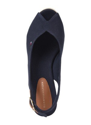 Sandália Canvas Slingback Wedge Espadrille Tommy Hilfiger FW0FW08595DW6 Azul