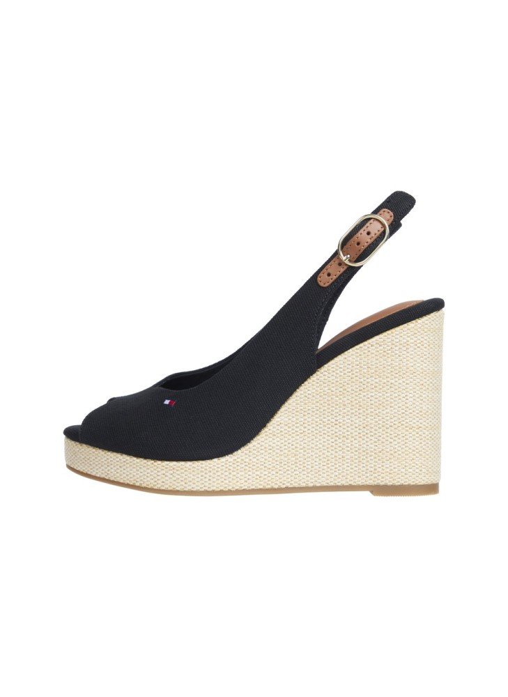 Wedge Heel Slingback Espadrille Sandals Tommy Hilfiger FW0FW08597BDS Black Wedge Heel Slingback Espadrille Sandals Tommy Hilfiger FW0FW08597BDS Black