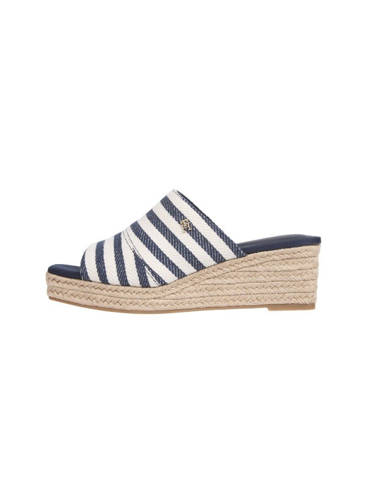 Sandália Stripe Espadrille Wedge Mules Tommy Hilfiger FW0FW086660GZ Azul Sandália Stripe Espadrille Wedge Mules Tommy Hilfiger FW0FW086660GZ Azul