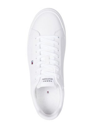 Flag Embroidery Leather Court Trainers Sneakers Tommy Hilfiger FM0FM05317YBS White
