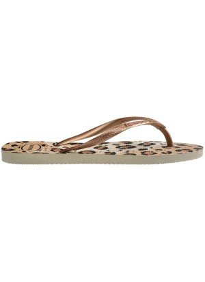 Chinelo De Praia Slim Animals Havaianas 4103352.6516 Bege/Dourado