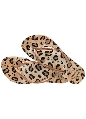 Slim Animals Beach Flip Flops Havaianas 4103352.6516 Beige/Gold