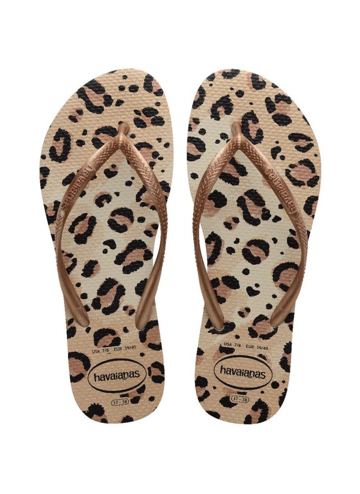 Slim Animals Beach Flip Flops Havaianas 4103352.6516 Beige/Gold Slim Animals Beach Flip Flops Havaianas 4103352.6516 Beige/Gold