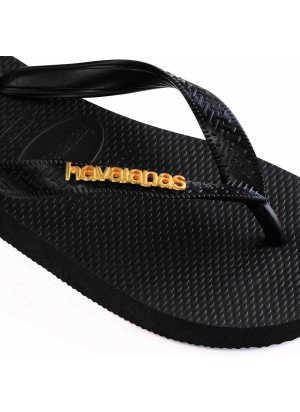Top Logo Metallic Beach Flip Flops Havaianas 4127244.1069 Black