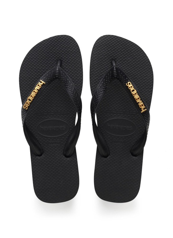 Top Logo Metallic Beach Flip Flops Havaianas 4127244.1069 Black