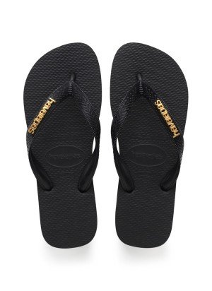 Top Logo Metallic Beach Flip Flops Havaianas 4127244.1069 Black
