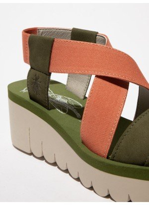 Yabi Sandal Fly London P144922014 Army Green/Tea Rose/Army Green