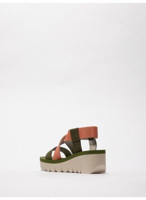 Yabi Sandal Fly London P144922014 Army Green/Tea Rose/Army Green