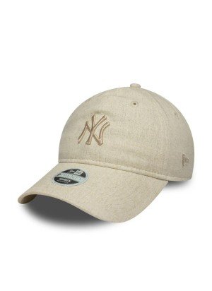 New York Yankees Womens MLB Linen 9TWENTY Adjustable Cap New Era 60667643 Cream