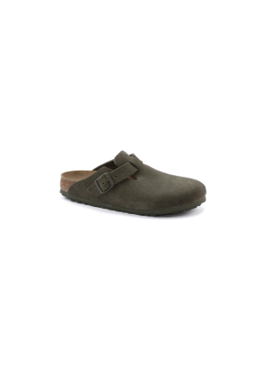 Boston Suede Leather Sandals Birkenstock 1024714 Thyme