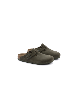 Boston Suede Leather Sandals Birkenstock 1024714 Thyme