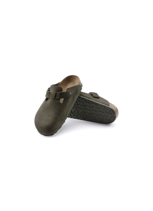 Boston Suede Leather Sandals Birkenstock 1024714 Thyme