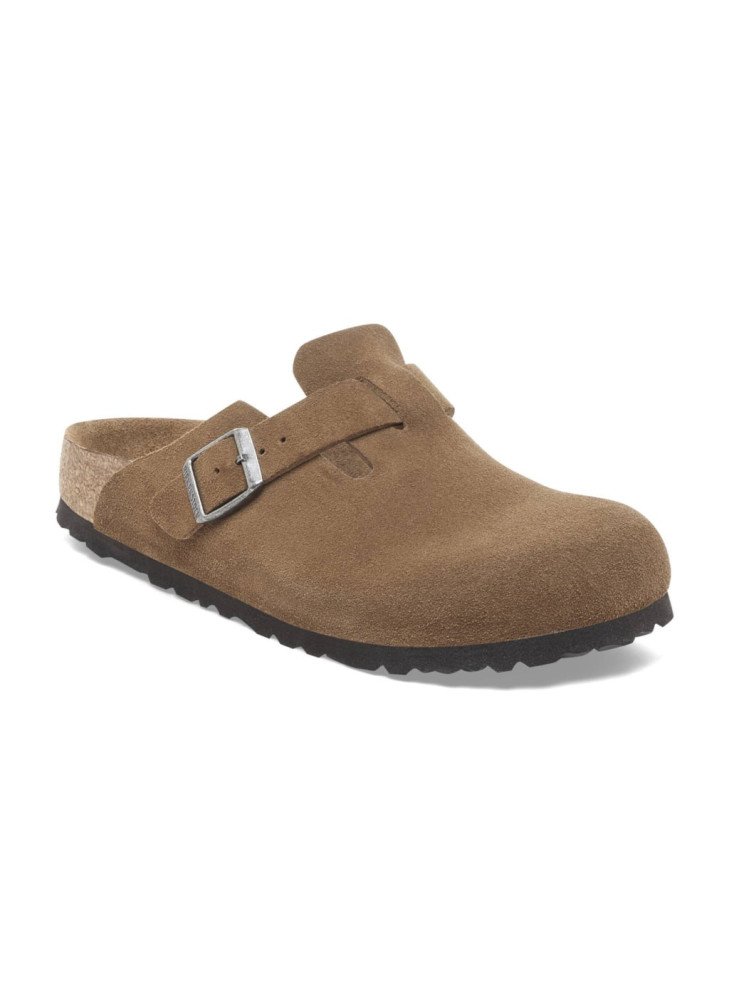 Boston Soft Footbed Suede Leather Sandals Birkenstock 1030814 Dark Tea Tonal Boston Soft Footbed Suede Leather Sandals Birkenstock 1030814 Dark Tea Tonal