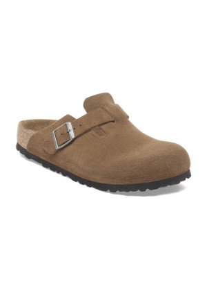 Boston Soft Footbed Suede Leather Sandals Birkenstock 1030814 Dark Tea Tonal