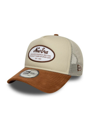 New Era Oval Patch Suede 9FORTY E-Frame Trucker Adjustable Cap New Era 60691080 Cream