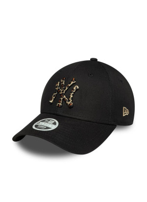 New York Yankees Womens MLB Leopard Infill 9FORTY Adjustable Cap New Era 60691330 Black